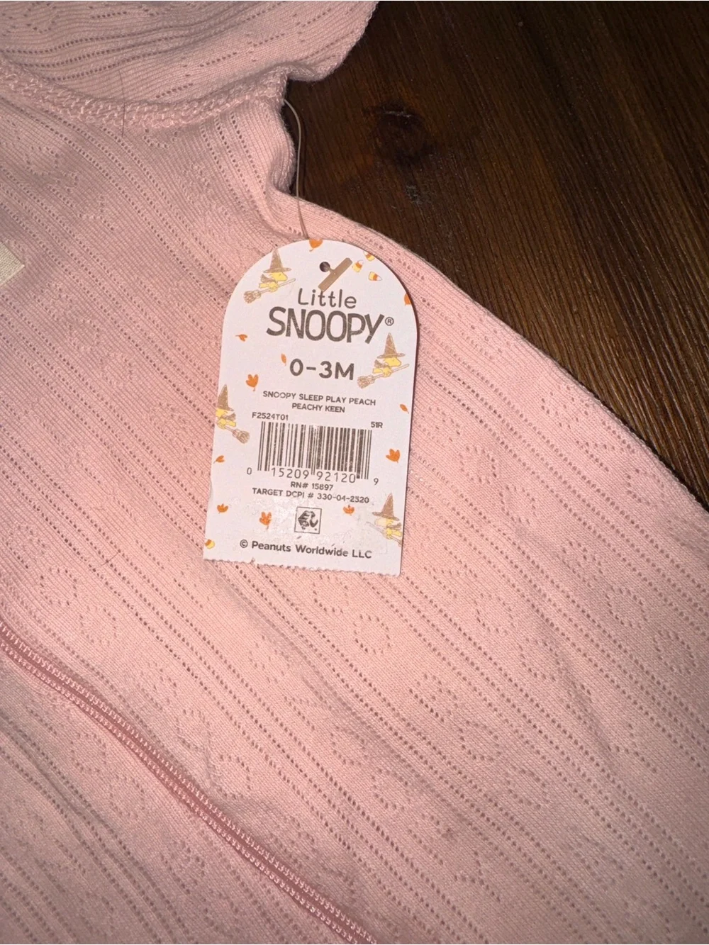 NWT Little Snoopy Peanuts Pink Pointelle Footed Sleeper 0-3M